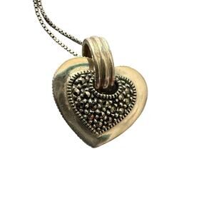 Judith Jack 925 Sterling Silver Heart Pendant Chain Necklace